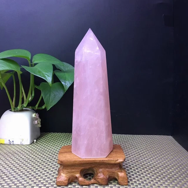 Natural Rose Quartz Crystal Point Hexagonal Wand Stone Obelisk  Healing Reiki