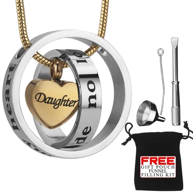 Collar Urn Cremation Joyería Pendent Cenizas Hija Memorial Locket Oro