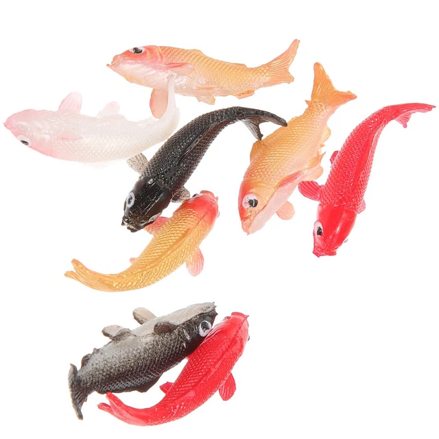 ASUNFO Lot de 20 petits poissons koï miniatures en plastique pour décoration d'aquarium