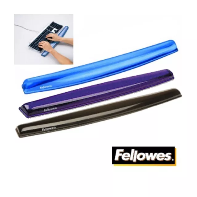 Fellowes Keyboard / Typing Wrist Rest Support Crystal Gel Black, Blue Or Purple