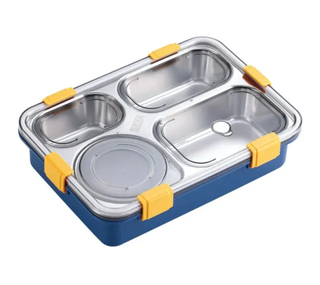 blue Tiffin box which comes with stainless steel Spoon and Fork and airtight