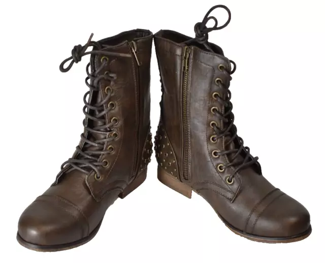 Women's Madden Girl Paris Brown Gallyyy Lace-up Studded Boot  Size 6.5 M 3