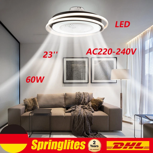 Lampada ventilatore da soffitto LED 23"" moderna illuminazione luce con telecomando nuova