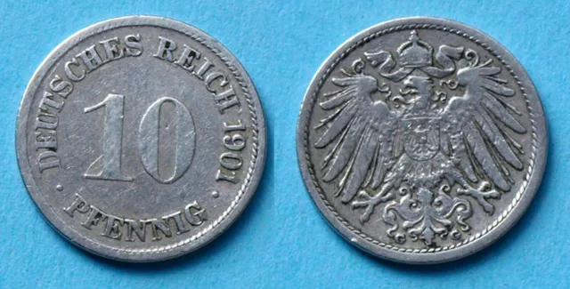 10 Pfennig 1901 G Deutsches Kaiserreich Empire Jäger Nr. 13   (17748
