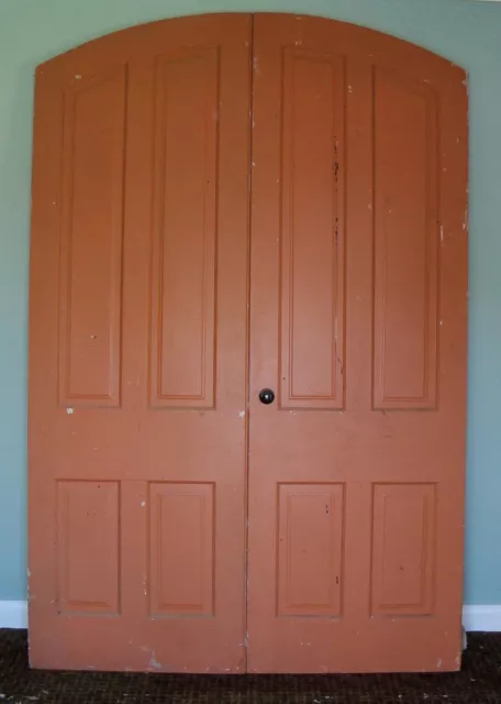 Vintage Arched Wooden Panel Door Set, Wood Double Church Doors,  96 X 63