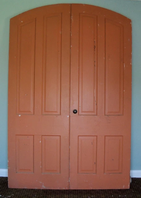 Vintage Arched Wooden Panel Door Set, Wood Double Church Doors,  96 X 63