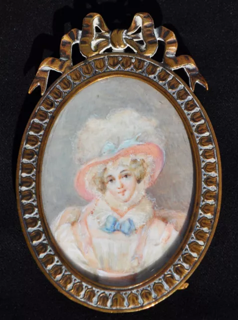 Portrait Miniature Jeune femme de la Noblesse Fin XVIIIème siècle