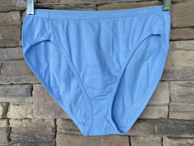 HANES 8 XL Blue Cotton Hi-Cut French Leg Bikini Panty Briefs Underwear ...