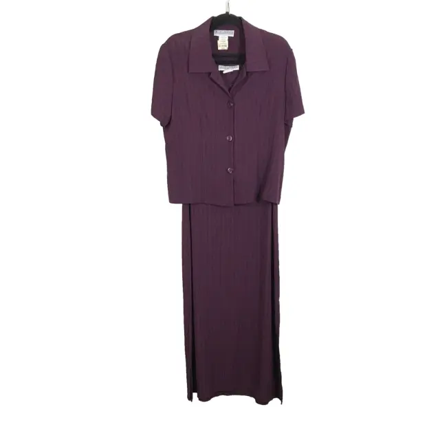 Vintage Jessica Howard Women's Purple 2 Piece Striped Maxi Dress Jacket Size 14