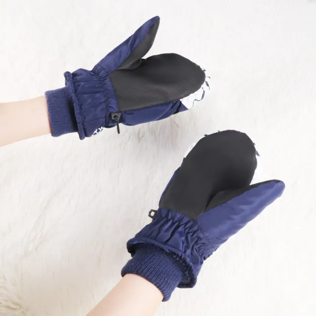Winter Ski Mittens Knitted Gloves Warm Lining Mittens Fingerless Child