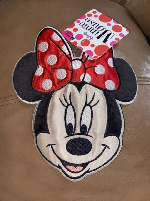 New ~ Disney's Minnie Mouse Red Bow Large Applique Iron On Patch