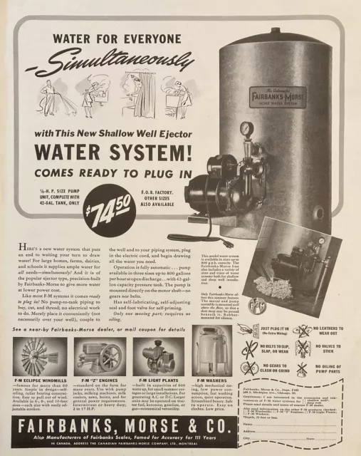 1941 Ad.(Xf20)~Fairbanks, Morse & Co. Chicago. Home Farm Water System