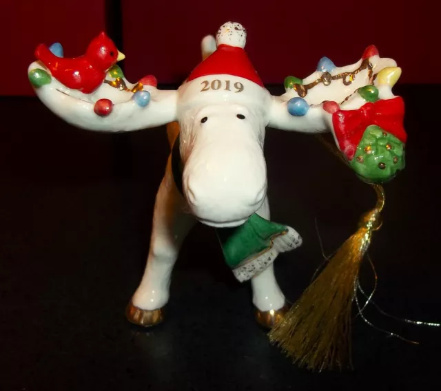 Lenox 2019 Under The Mistletoe Marcel The Moose Ornament