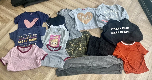 GIrls 16 items x tshirts tops leggings Bundle Size 11-12-13 Years