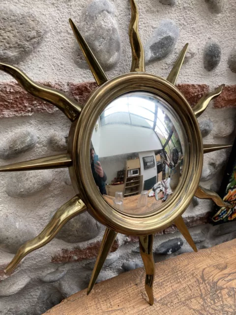 Miroir de courtoisie vintage Art Nouveau avec cadre en fer doré, Italie 1920