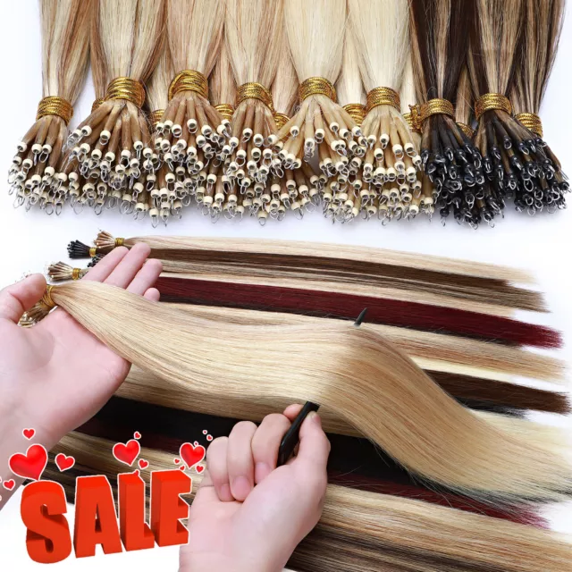 CLEARANCE 200S Thick Full Head Nano Ring Remy Human Hair Extensions Micro Loop H