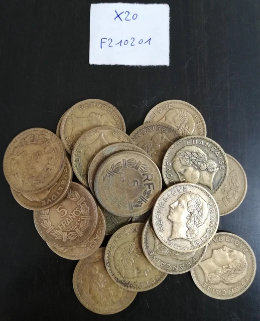 Lot monnaies françaises 20 pièces 5 Francs Lavrillier Bronze-Alu