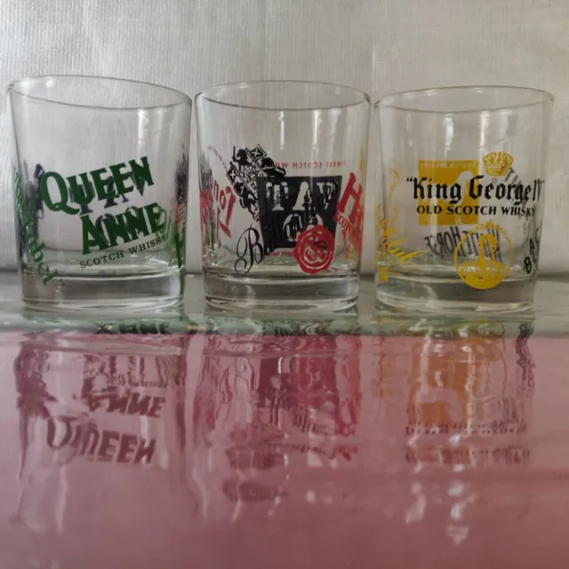 Set Of 6 Whiskey Tumbler Glasses - Vat 69, Haig, Queen Anne, Ballantines