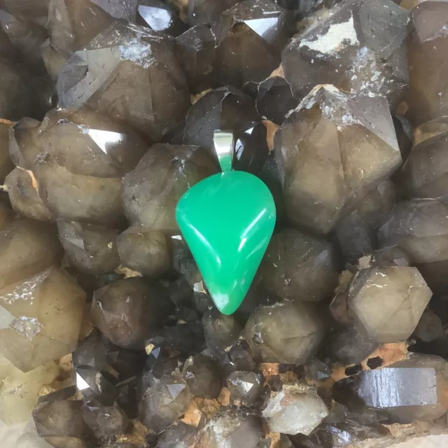 Australian Chrysoprase Stg Silver Pendant ~ AA Grade