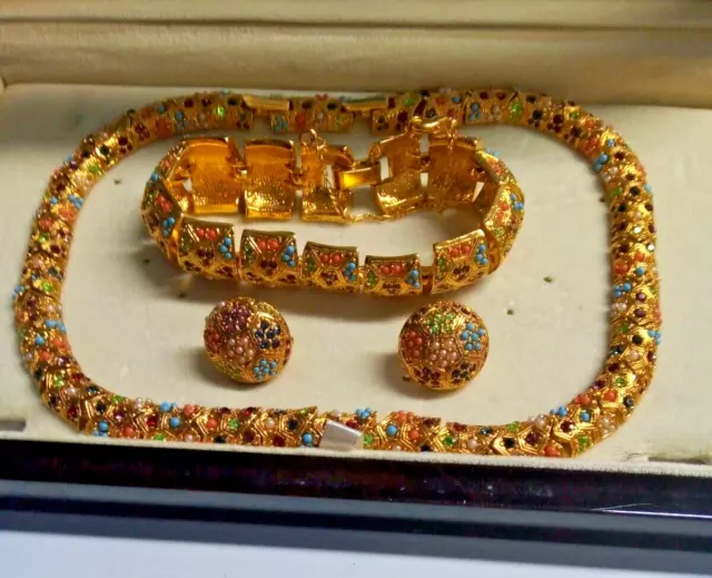 Amanda Suarez Australian Designer Jewellery Set Necklace Bracelet Earrings Boxed