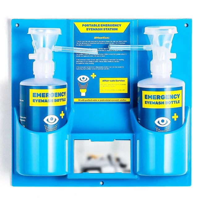 Eye Wash Kit Station Portable Eye wash Station Safety Kit Wall Mount First-ai...