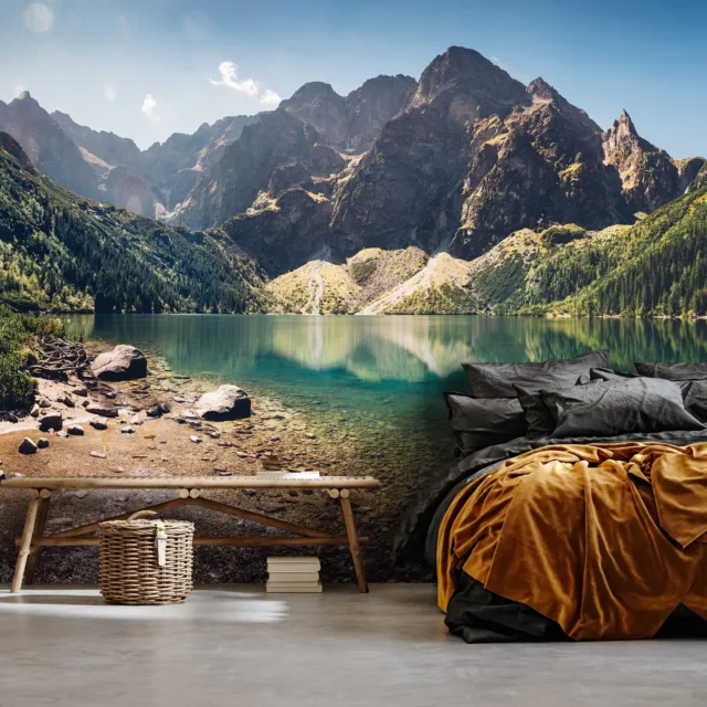 MOUNTAINS LAKE LANDSCAPE Wallpaper Photo Wall Mural Modern Bedroom Living Room