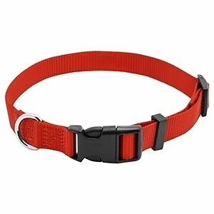 Paquete de 3 - Cuello de perro, ajustable, nailon rojo, hebilla cuádruple, 5/8x10 a 16 pulgadas. -PE223