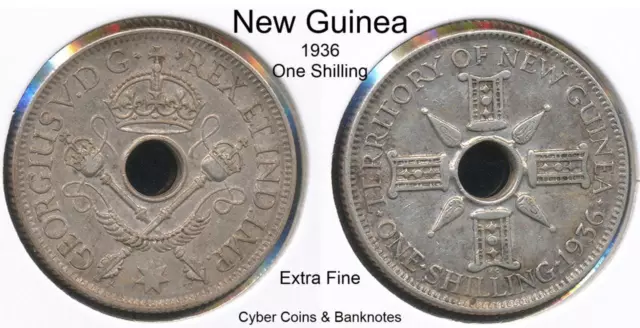 New Guinea 1936 One Shilling (Silver) - Extra Fine 3