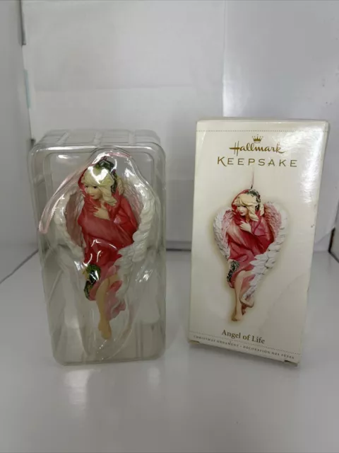 Hallmark Keepsake Ornament 2006 Angel of Life Pink Blonde Breast Cancer Angel