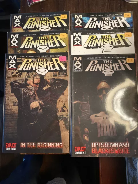 Punisher MAX Vol 1/2/3/4/5/6 TPB Lot 6x Garth Ennis Marvel Comics Combine Ship