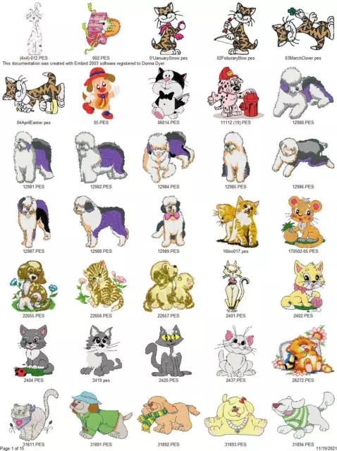 511 Cute Puppies And Kittens Embroidery Machine Designs Collection Pes