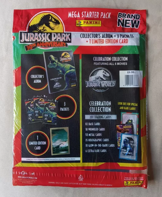 NEW Jurassic Park MEGA Starter Pack - 3 Packs + Lim Ed Card PANINI Trading Game 2