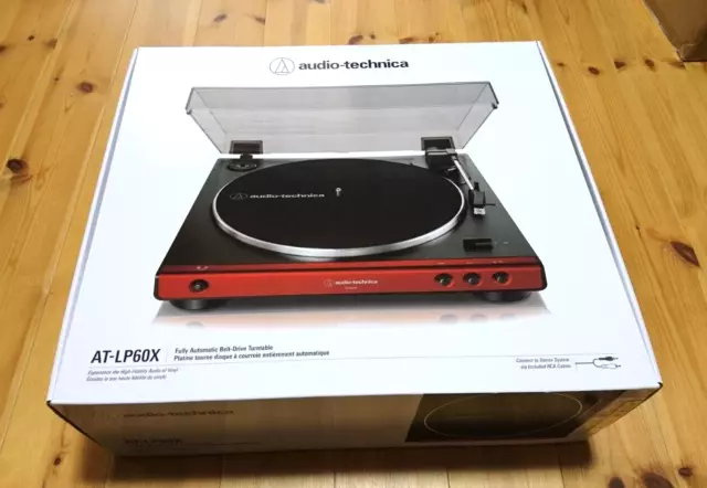 AT-LP60X Audio-Technica Automatic Belt Drive Turntable Red color Record Player