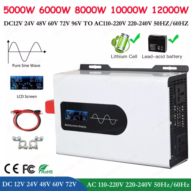 5000W-12000W Power Pure Sine Wave Solar Inverter 12V 24V 48V 60V 72V 96V to 220V