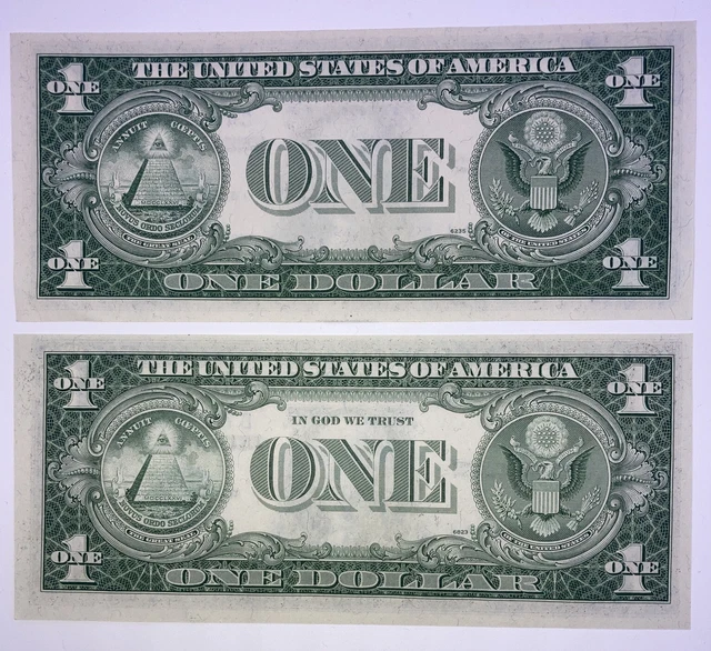1935 With And Without In God We Trust ($1) Dollar Blue Seal Silver Certificates