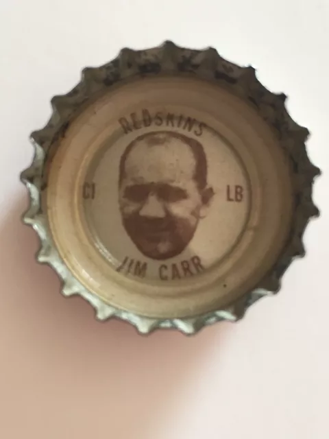 1960s Coca Cola Jim Carr C1 NFL Washington Redskins Bottle Cap Coke