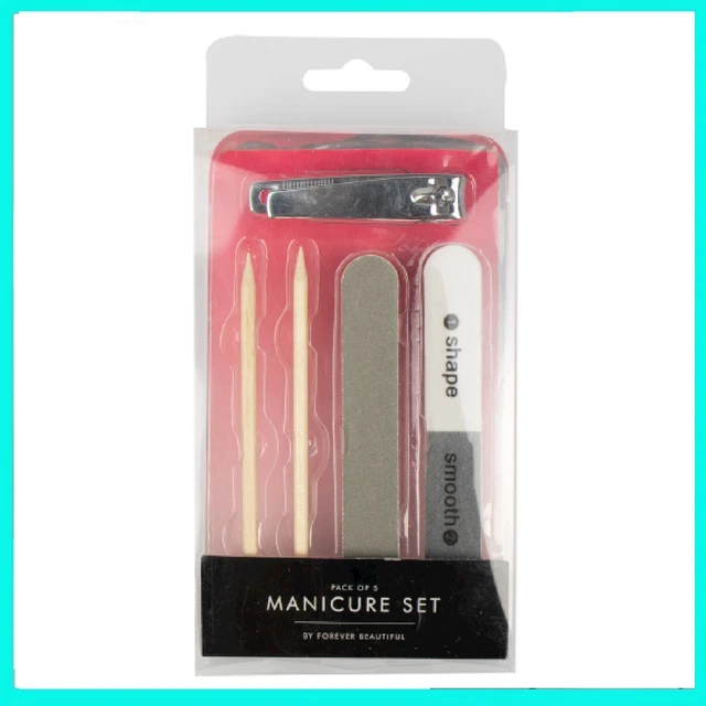 SET 5pz MANICURE PEDICURE LIMA BASTONCINI CURA UNGHIE TAGLIAUNGHIE DA VIAGGIO