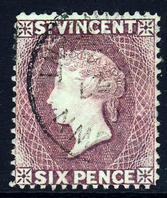 ST. VINCENT QV 1891 Six Pence Dull Purple Wmk Crown CA  P.14 LINE SG 57 VFU