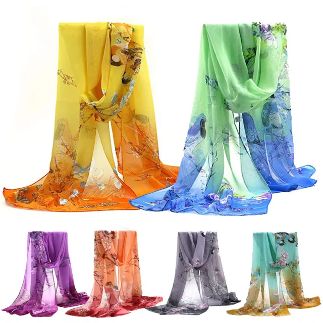 Fashion Women Long Chiffon Scarf Printed Soft Wrap Ladies Shawl Silk Scarf