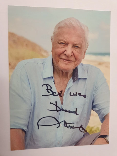 Sir David Attenborough Television Naturlist Presenter Hand Signed Photo 6" X 4".