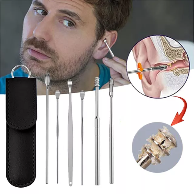 6X Stainless Steel Ear Wax Removal Tool Kit Ear Pick Set Cleaner Remover Earpick