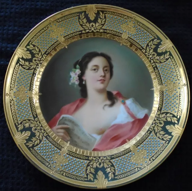 Antique, Artist Signed "Richter?" Royal Vienna Porcelain Portrait Plate-7