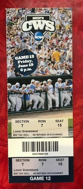 2009 COLLEGE WORLD SERIES CWS TICKET STUB GAME 12  TEXAS vs ARIZONA STATE