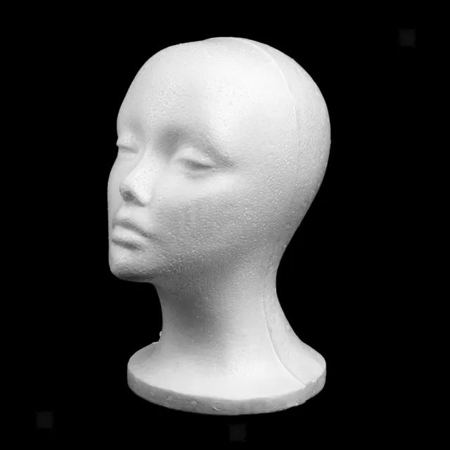 Tête de mannequin femme en mousse de polystyrène modèle chapeau lunettes 2