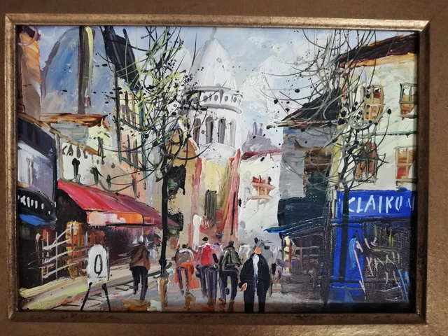tableau huile sur toile Paris Montmartre signé.