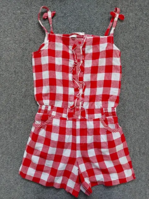 Girls Red/White Check, Strappy Summer Sunsuit/Playsuit Outfit, 9 Years, Blue Zoo