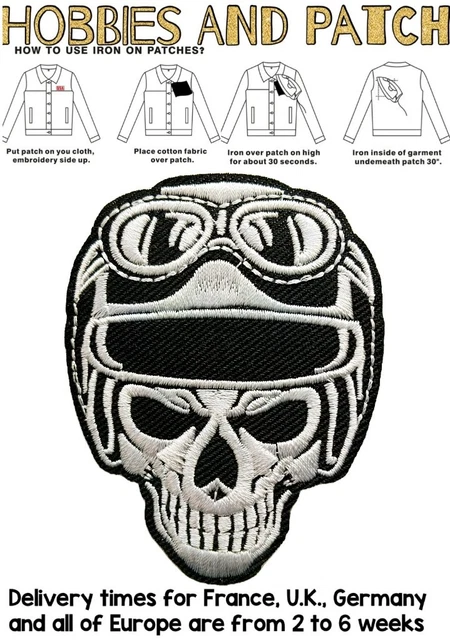 Toppa Termoadesiva Motociclista Patch Tessuto Teschio Live