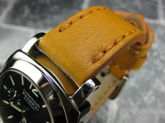 New 22mm BIG Soft COW Leather Strap Mustard Brown Watch Band PANERAI Brown