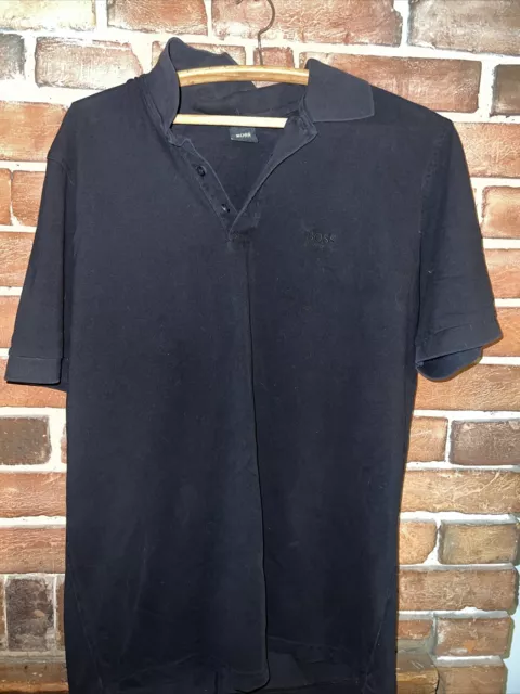 Mens Boss Hugo Boss Black Polo Shirt Size XL Short Sleeve Prima Cotton