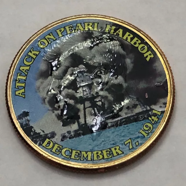 Colorized Kennedy half dollar.ATTACK ON PEARL HARBOR DECEMBER 7, 1941 #53